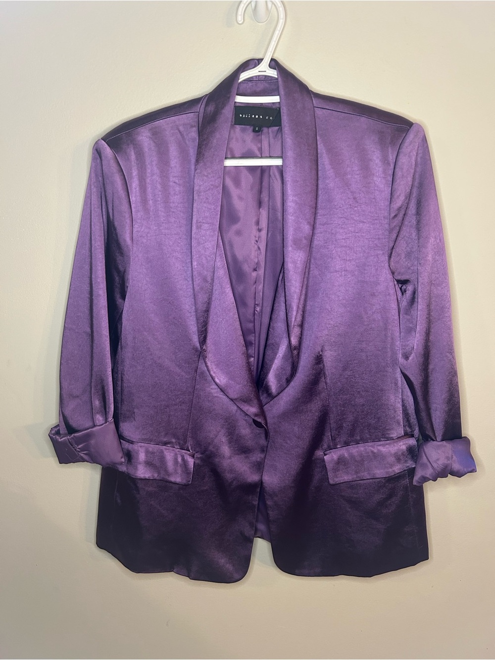 Endless Rose Purple Satin Shawl Collar Blazer